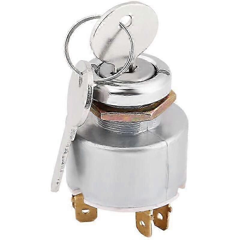 Ignition Switch, Universal 12V Engine Start Switch 3 Position ON OFF Ignition Control Switch with Silver Key