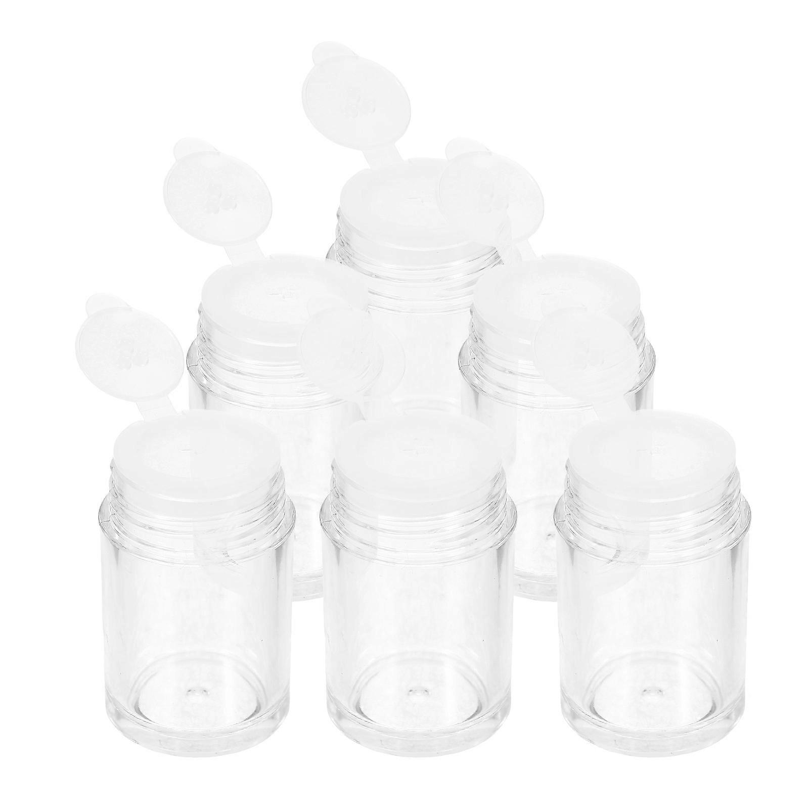 Transparent Plastic Loose Powder Bottle with for Even Distribution and Storage 6 Pieces