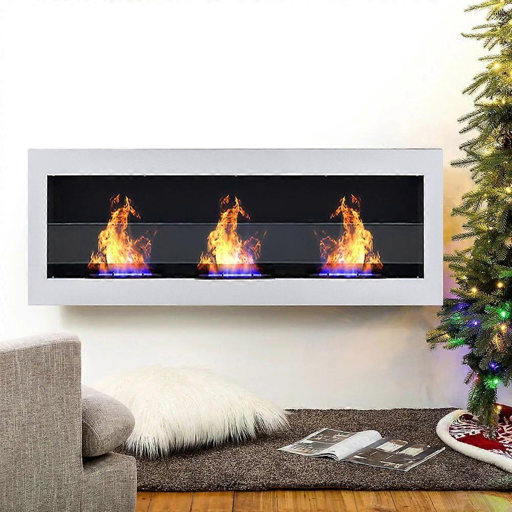 Wall Recessed Mounted Ventless Bio Ethanol Fireplace BioFire - White