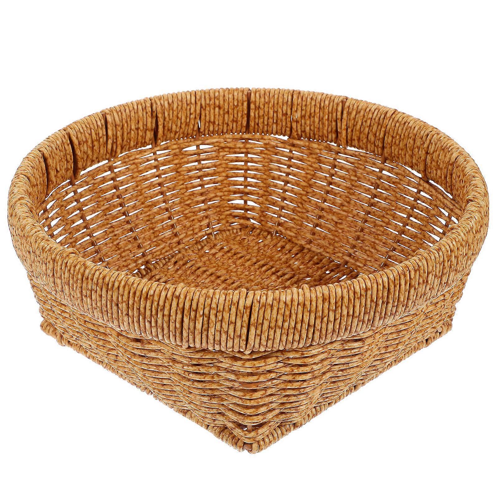 It sounds like you're referring to a **rattan basket desktop organizer** that's designed for storing and organizing items like **vegetables, fruits,