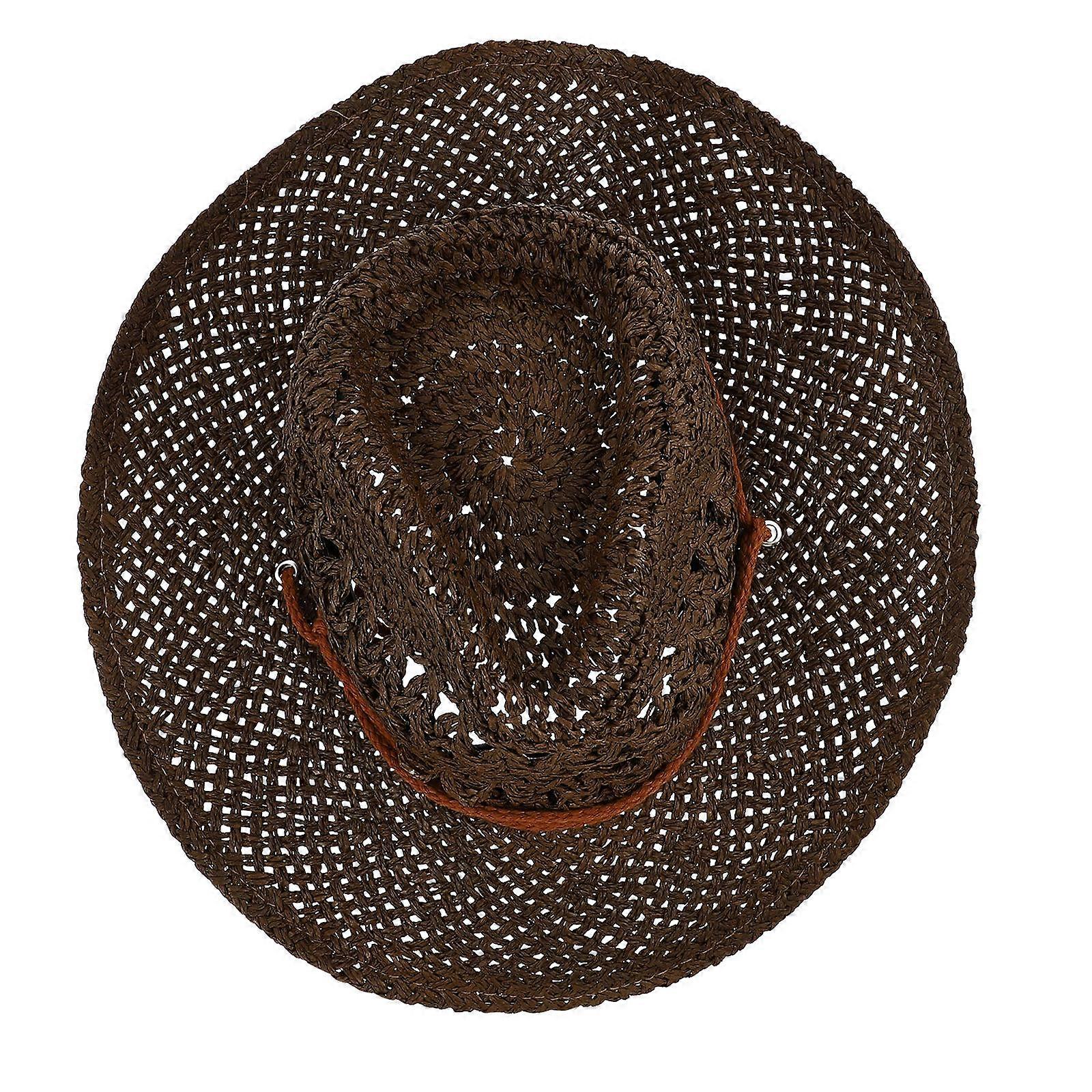 Portable Sun Protection Hat In Coffee Color With Wide Brim Ideal For Outdoor Beach Use 1Pc