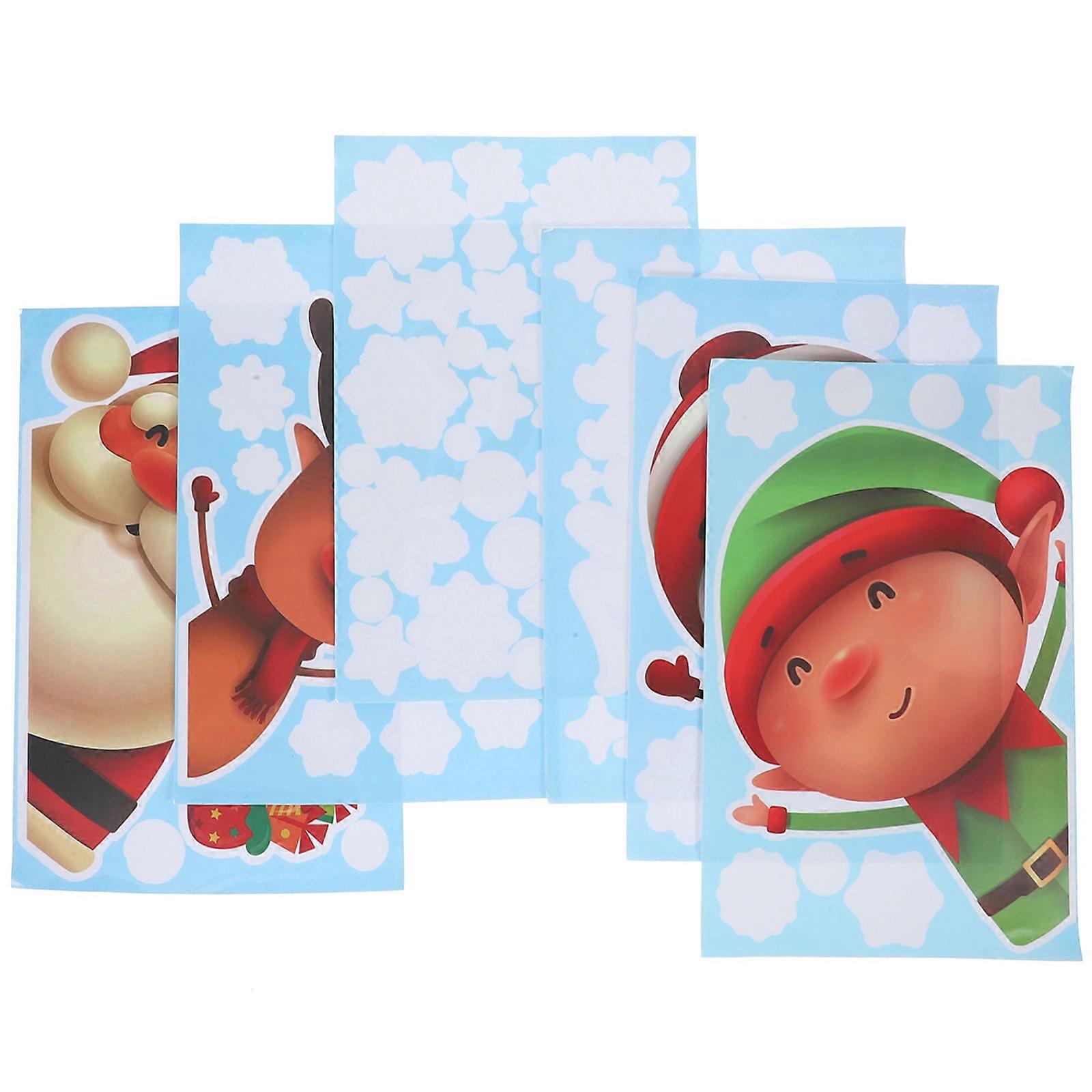 Xmas Window Decorations 6 Sheets Christmas Theme Window Stickers Decorative Items Assorted Color No Adhesive