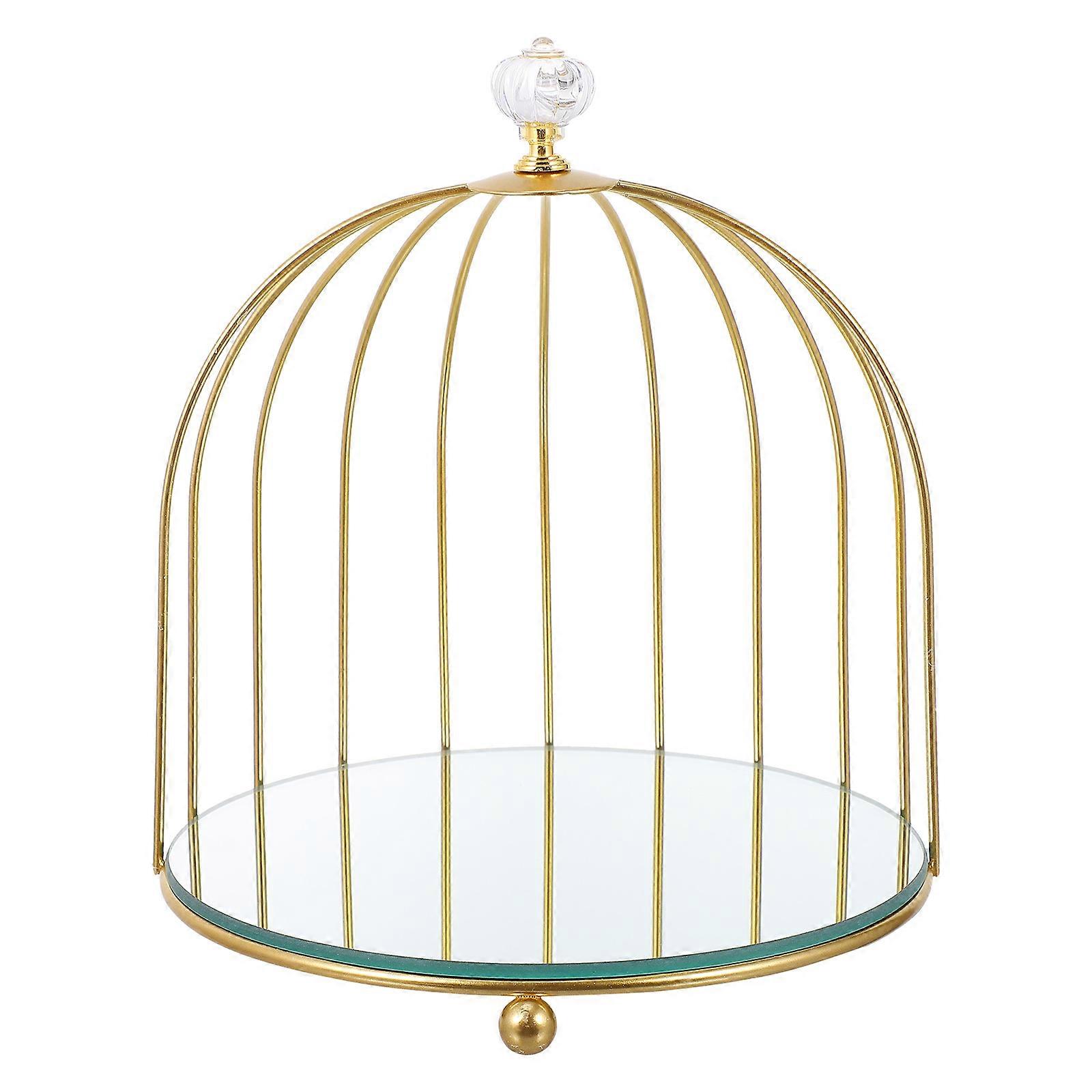 Creative Desktop Organizer Shelf In Bird Cage Shape For Cosmetic Display And Home Decor With Quality Iron 1Pcs