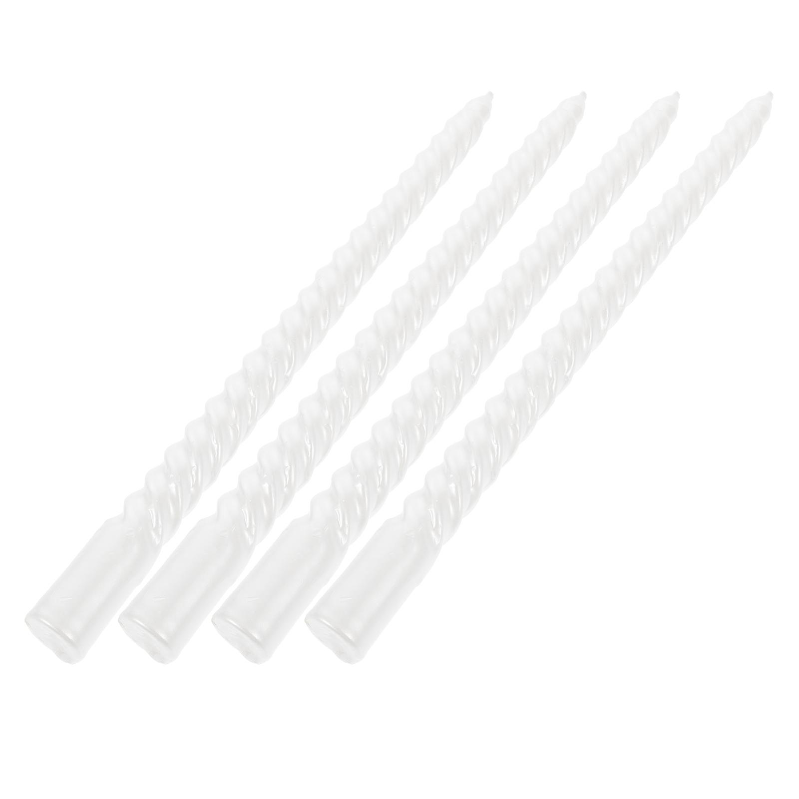Long Screw Thread White Candles Suitable For Party Decoration Indoor Events 25.5x2x2cm 4Pcs