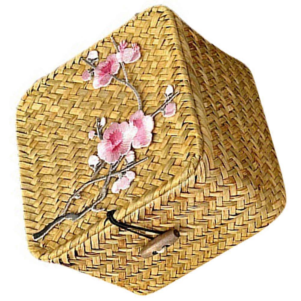 Handcrafted Woven Storage Basket with Lid – Multifunctional Rattan Box for Cosmetics, Household Items & Home Decor – Farmhouse Style Organizer