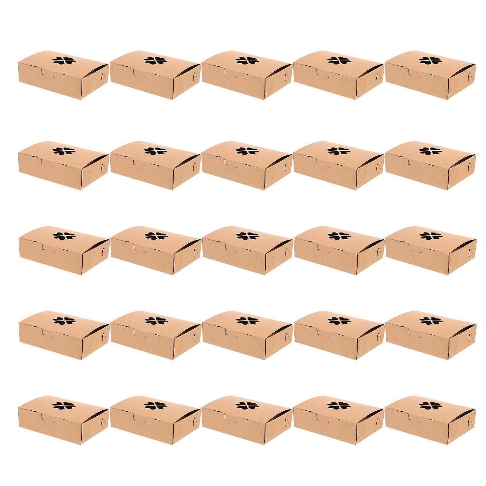 25Pcs Fast Food Packaging Box Kraft Paper Food Storage Box Multi Color Stackable Convenient Use