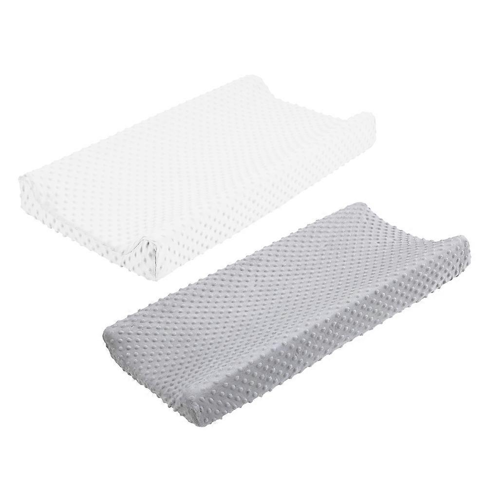 2pcs Polyester Changing Pad Covers Fade Resistant Non Skid Changing Table Protectors Easy Care Comfortable Universal Fit for Boys and Girls White Grey
