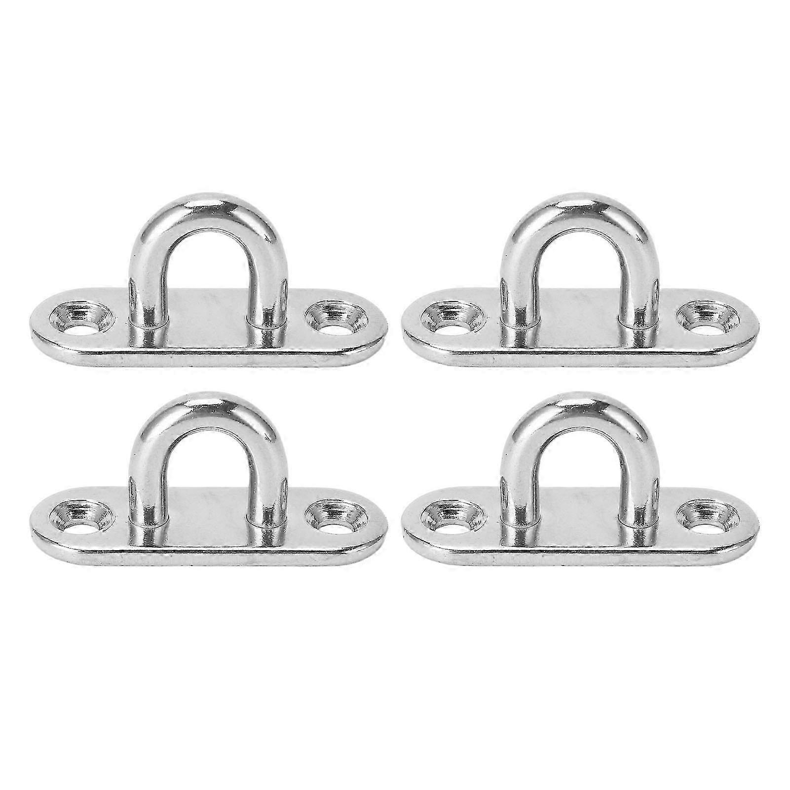 4Pcs Stainless Steel U Hook Rugged 800LB High Strength Pad Eye Plate for Marine Yacht RV 45x15mm