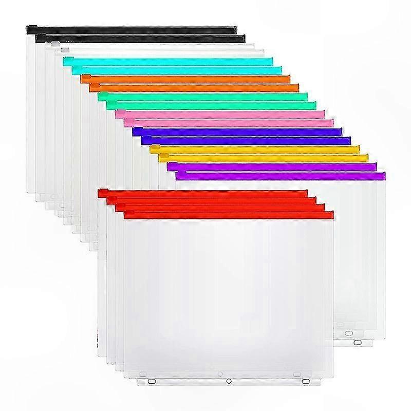 A4 Size 3-Hole Zippered Binder Pockets for 3-Ring Loose Leaf Binders (40 Pack)
