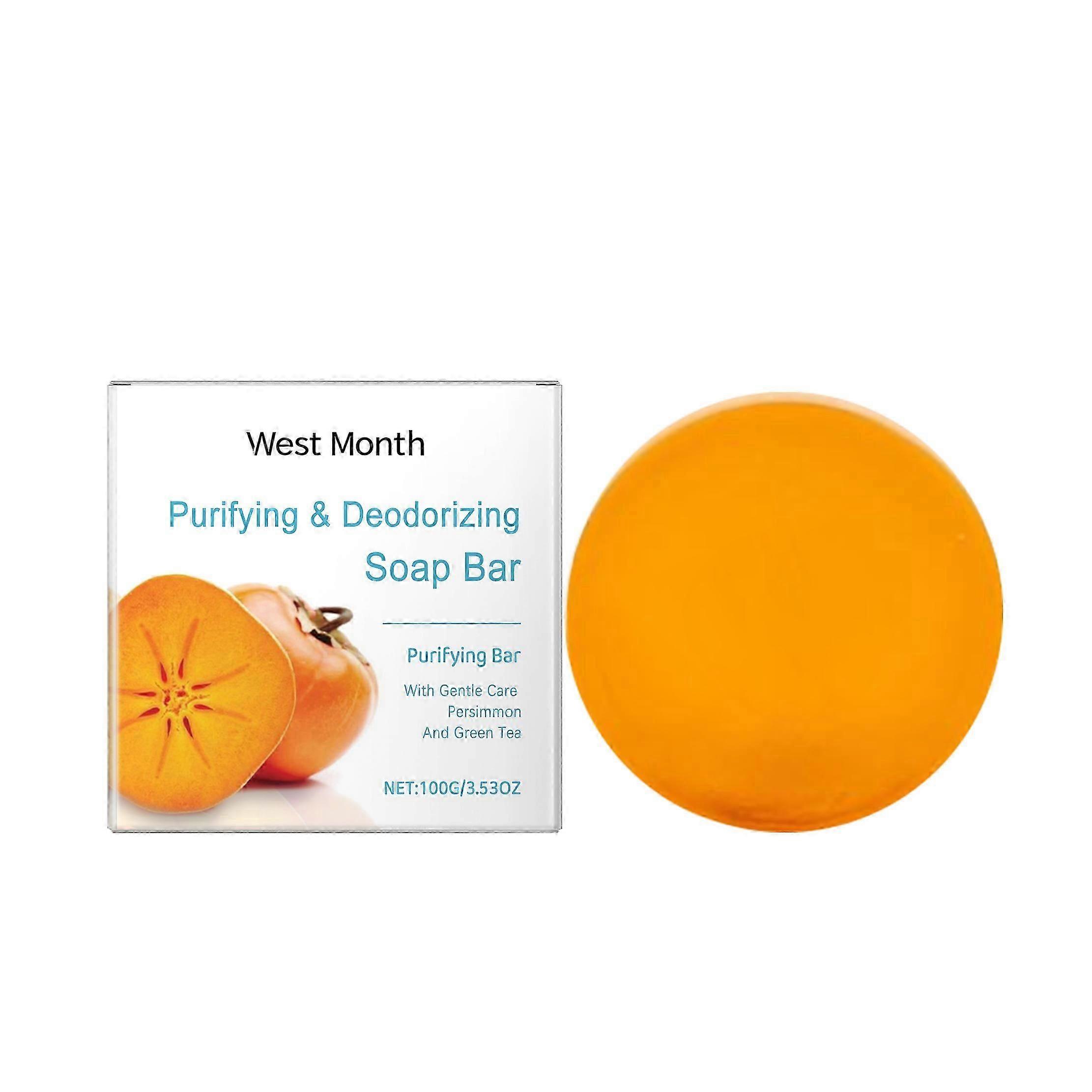 Gentle Persimmon Cleansing Soap - Daily Moisturizing Body Wash with Green Tea Extract - 100g