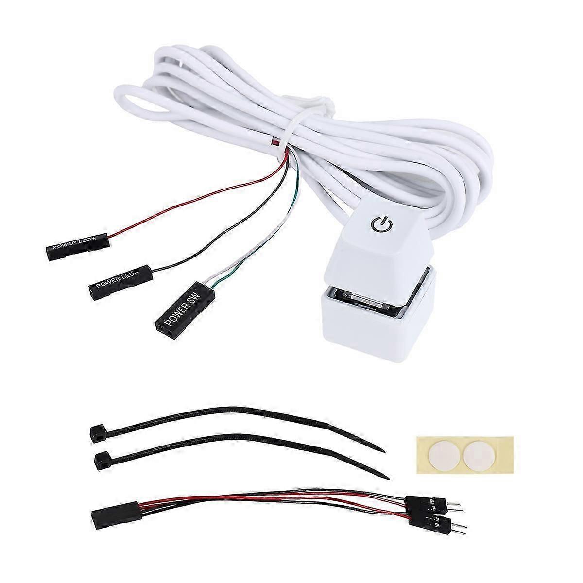 2M Portable LED Lights Computer Desktop Switch PC External Start Power On/Off Button Extension Cable, RGB Light