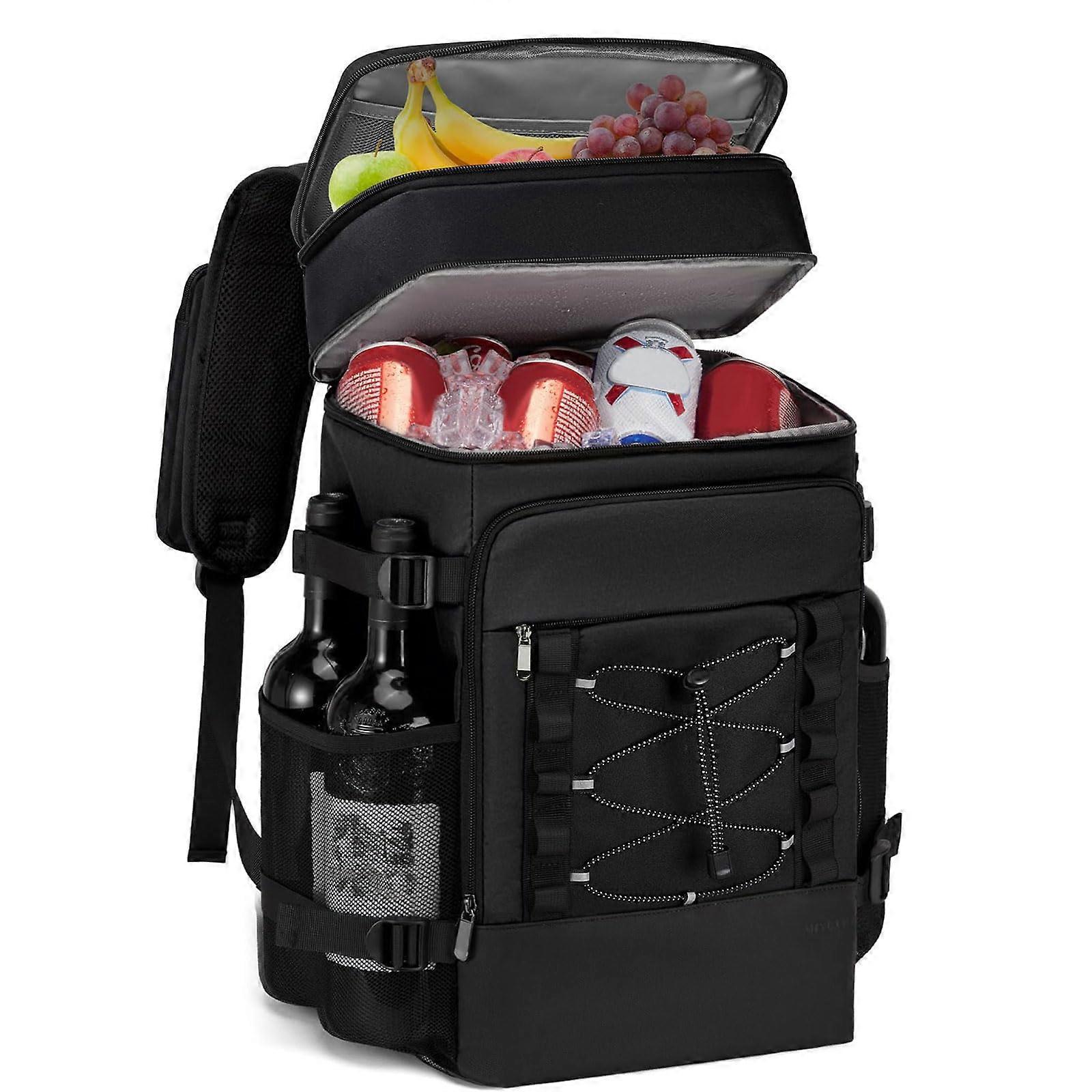 Ergonomic Chiller Backpack For Picnics Thick Insulation Leakproof Technology Spacious Storage Oxford Fabric Black