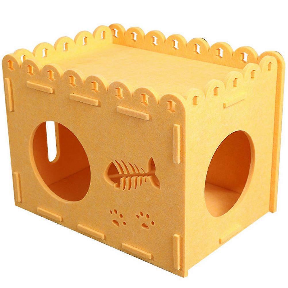Multi-Function Cat House Felt Nest Pet House Indoor Use Yellow Scratching 1Pack