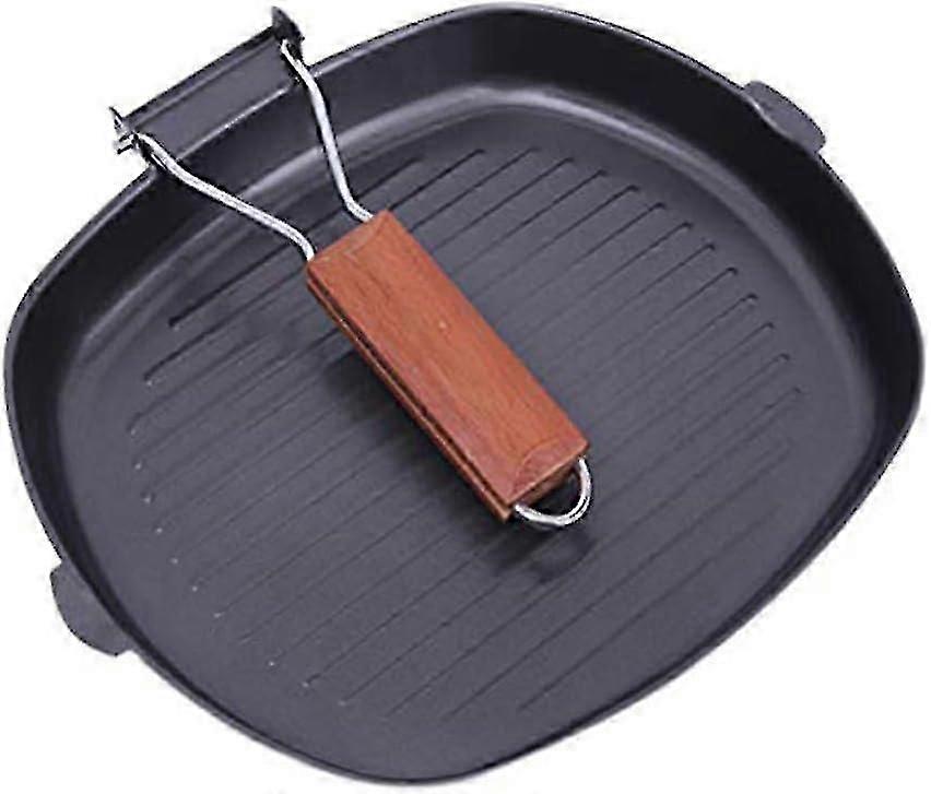 24cm Induction Grill Pan, Non-stick Pan For Steak, Fish And Barbecue, Foldable Griddle With Easy Fat Draining