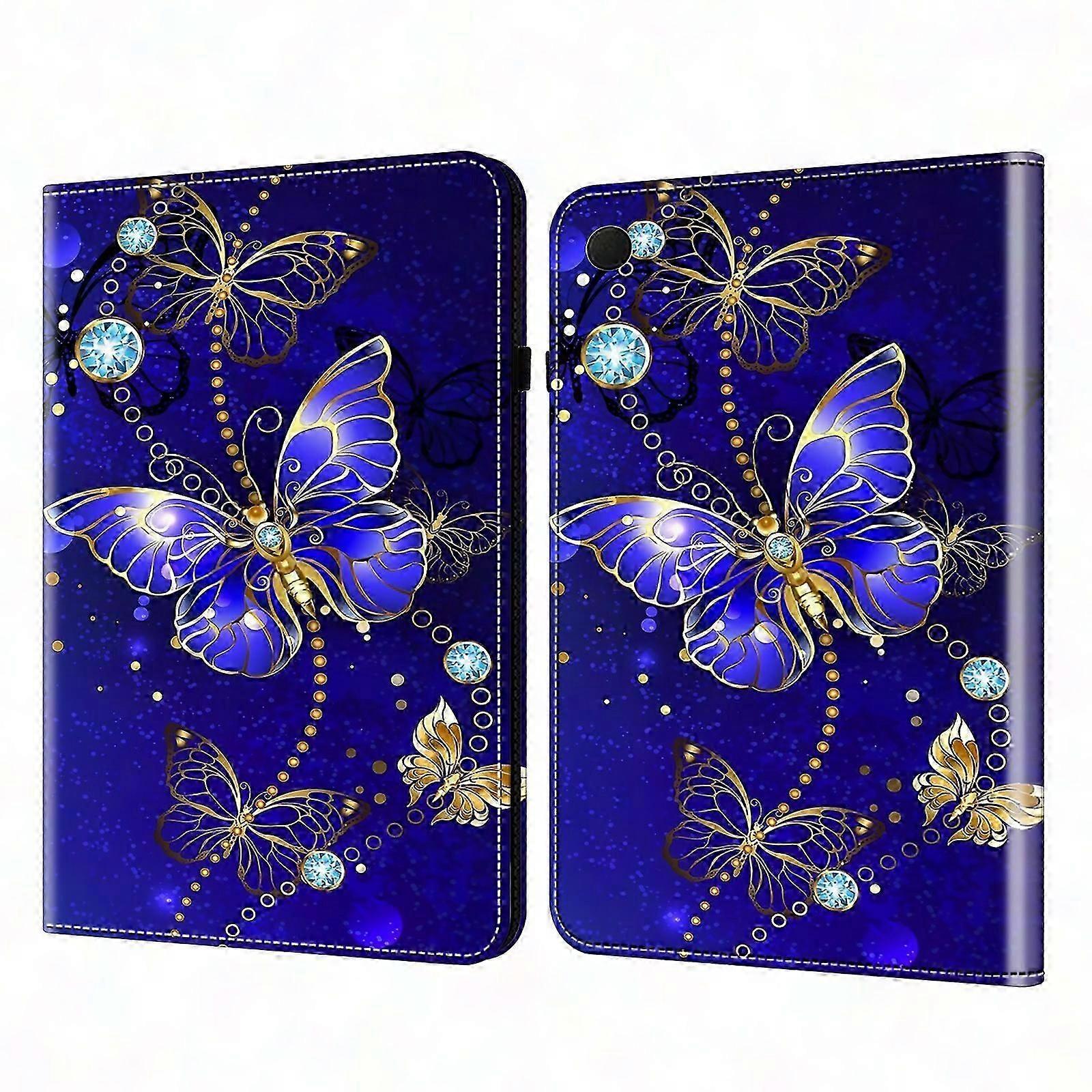 Galaxy Tab A9+ Shockproof PU Leather Case with Stand, Elastic Closure, Pattern Print