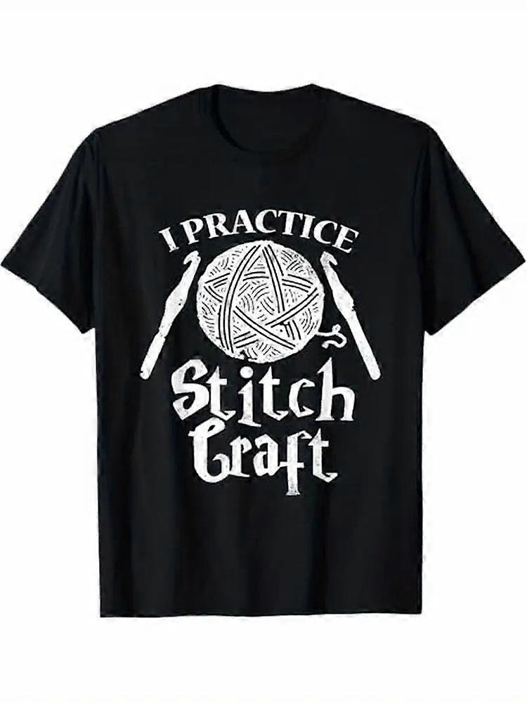 I Practice Stitch Craft Funny Knit Crochet Yarn Gift T-Shirt, 100% Cotton