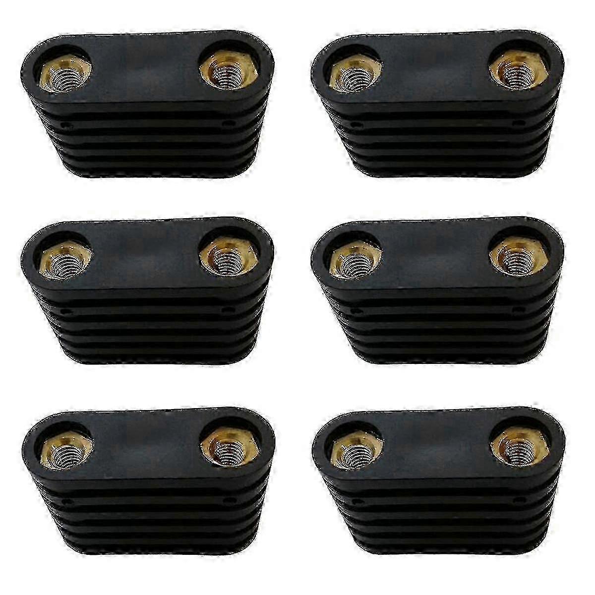 6pcs Black Plastic 2-Hole Windsurfing Footstrap Inserts for Surfboard Replacement, Windsurf Board Accessories