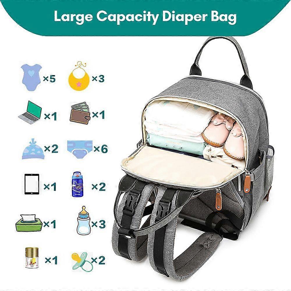 Putybudy Multifunctional Large Capacity Baby Diaper Backpack Portable Travel Storage Bag Thermal Insulation Bag with Stroller Strap for Maternal Baby 
