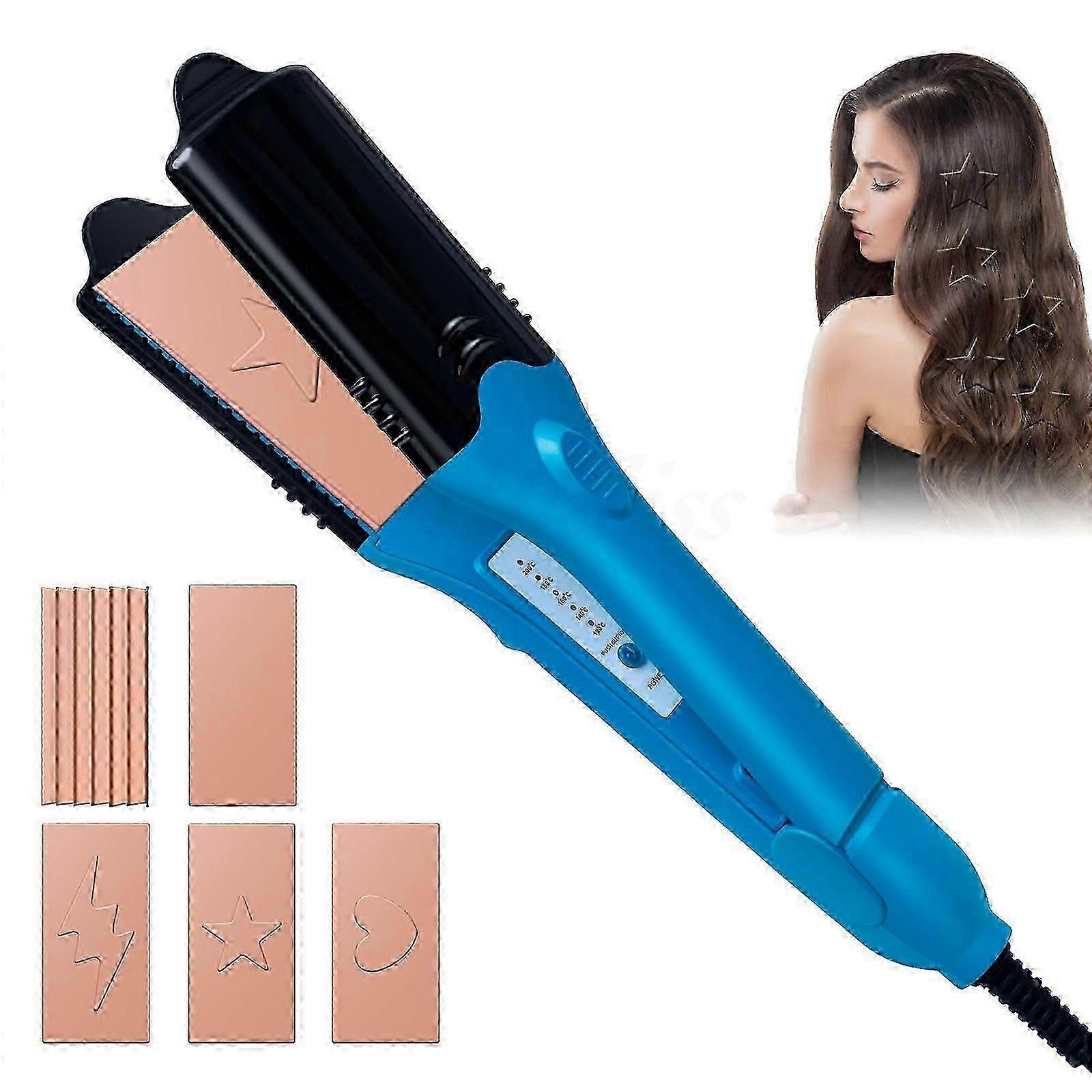 Popiron Hair Straightener & First 3d Image Hair Imprinting Iron - Comes With 5 Different Plates Including Crimper