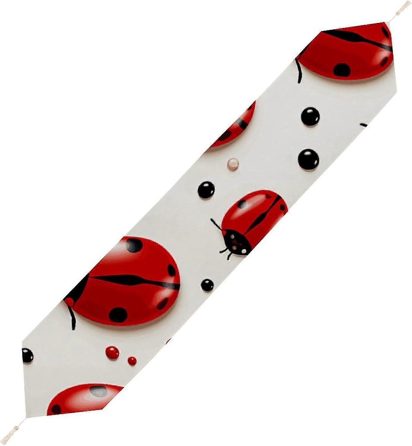 Red Ladybug Table Runner, Seasonal Kitchen Dining Table Runner, Party Center