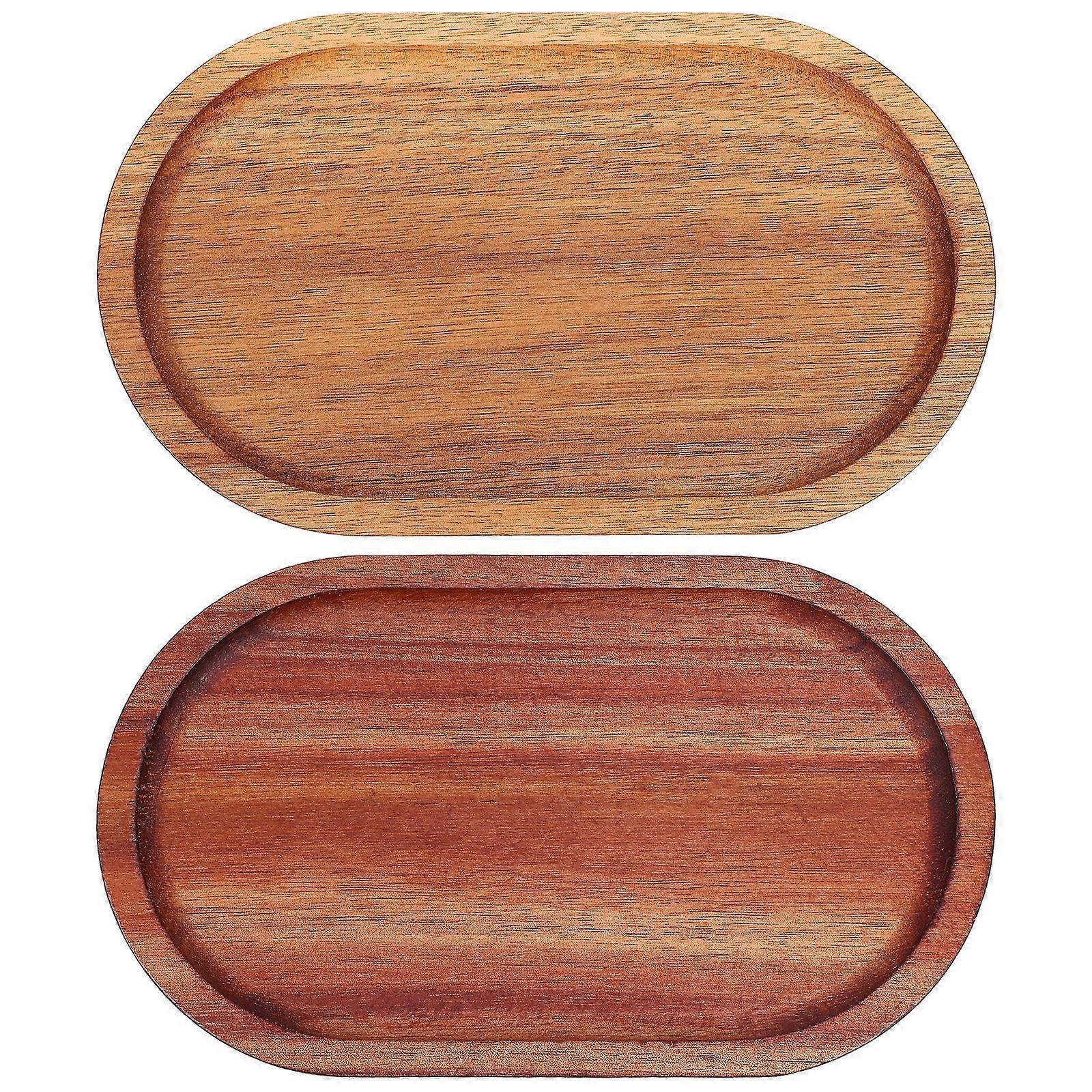 2 stücke Holz Tabletts Oval Holz Tabletts Lebensmittel Servieren Platte Abendessen Platten für Party Unterhaltsam Vorspeise