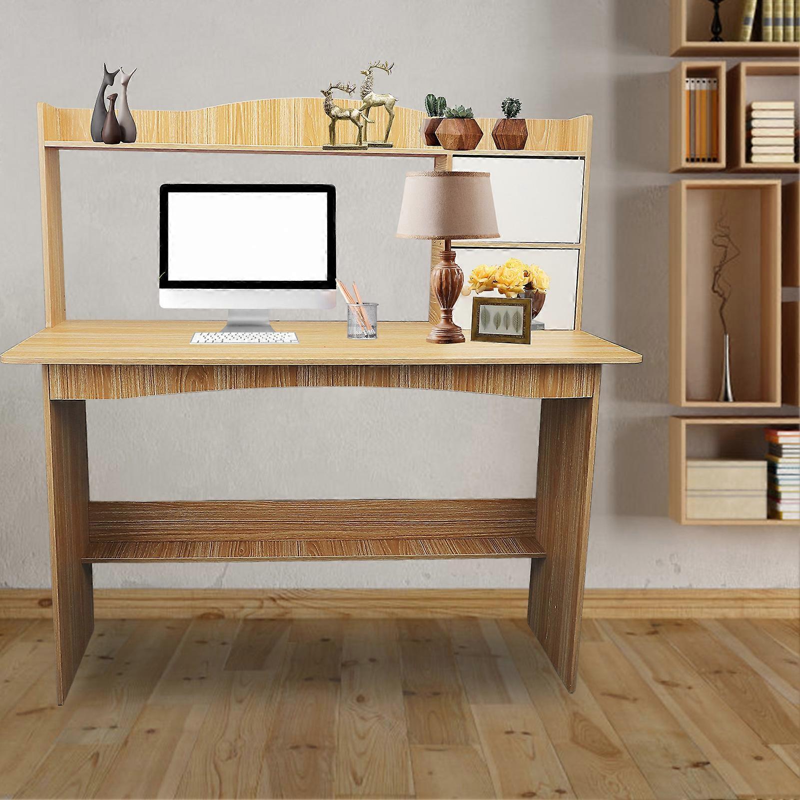 Computer Desk with Bookshelf, Modern Density Board Study Table, 15.1kg