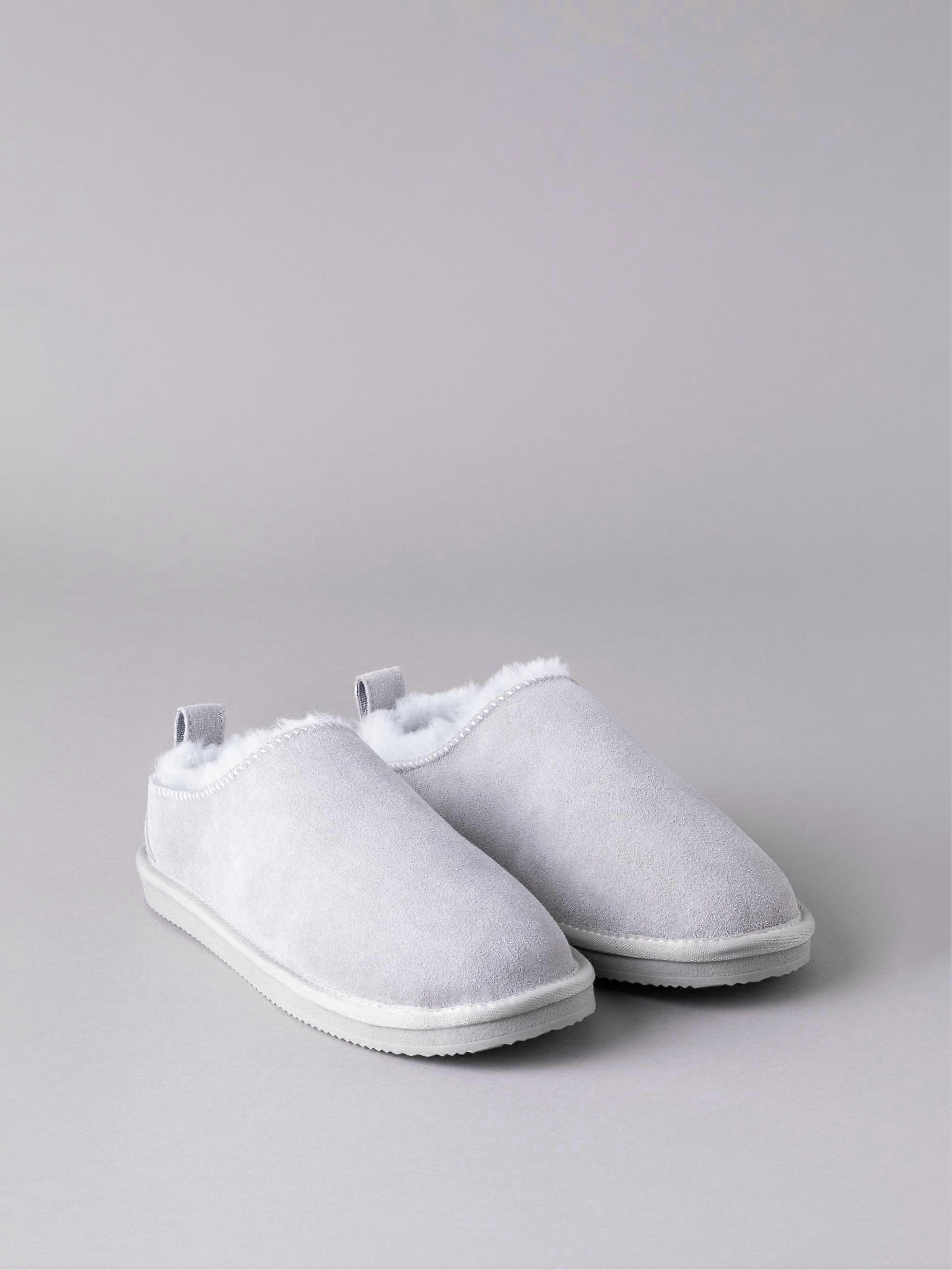 Ladies' Sheepskin Clog Slippers in Light Grey