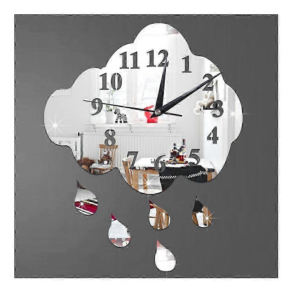Creative 3D Silent Wall Clock Sticking Raindrop Mirror