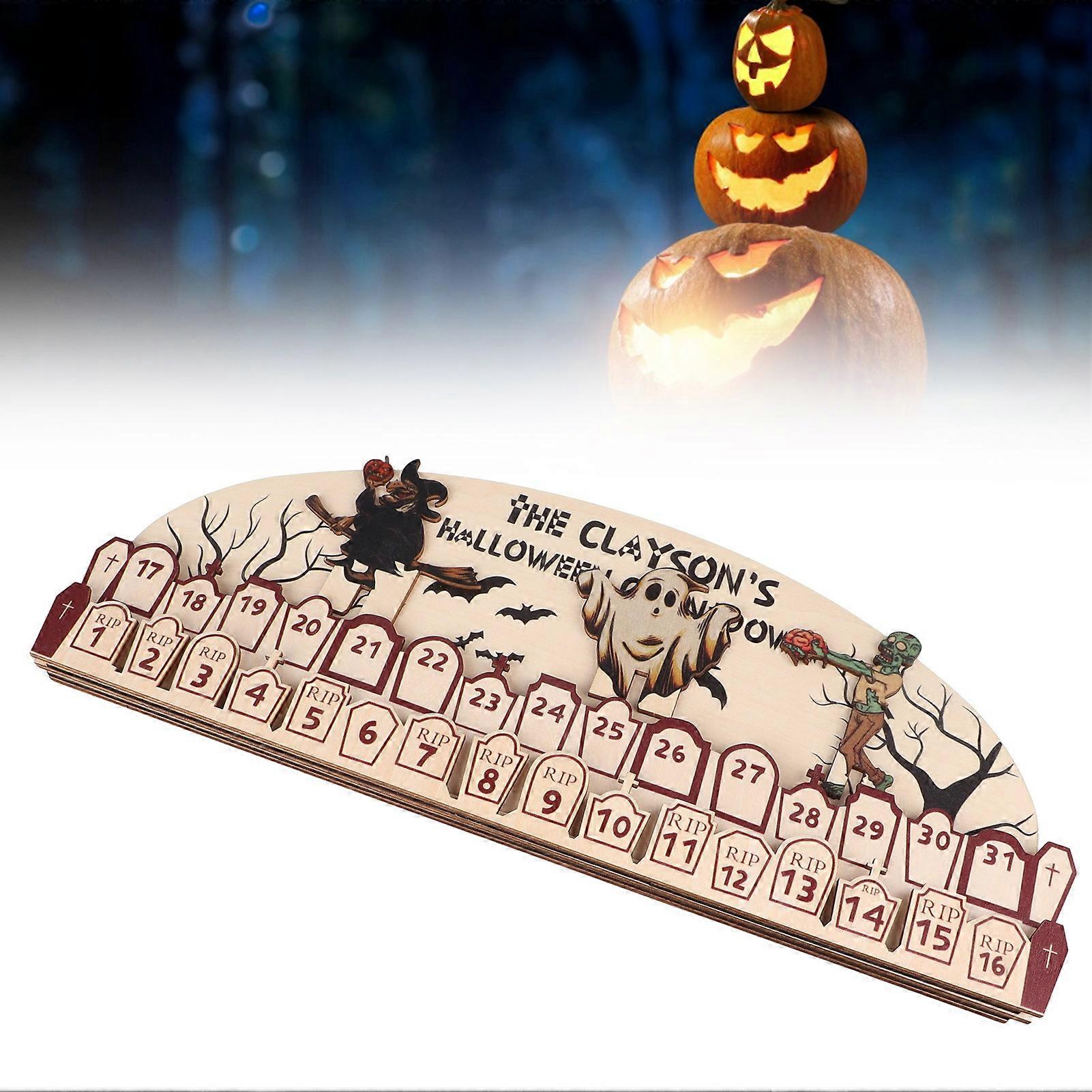Calendarul de Advent de Halloween 2023 Bloc de lemn Countdown 37x14cm