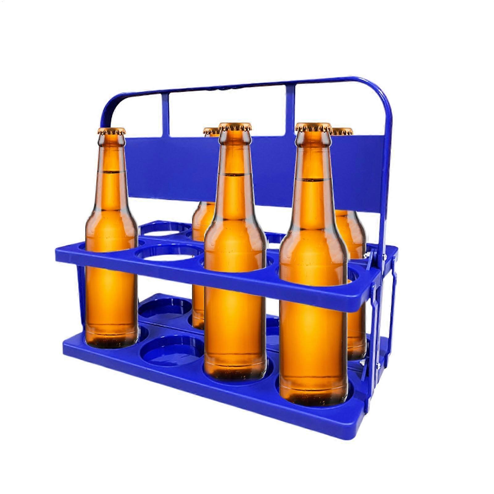 Bottle Crate 8Pack, Portable Beer Holder, 8Bottle Capacity, Foldable Cup Holder, Reusable Blue Beer Bottle Carrier