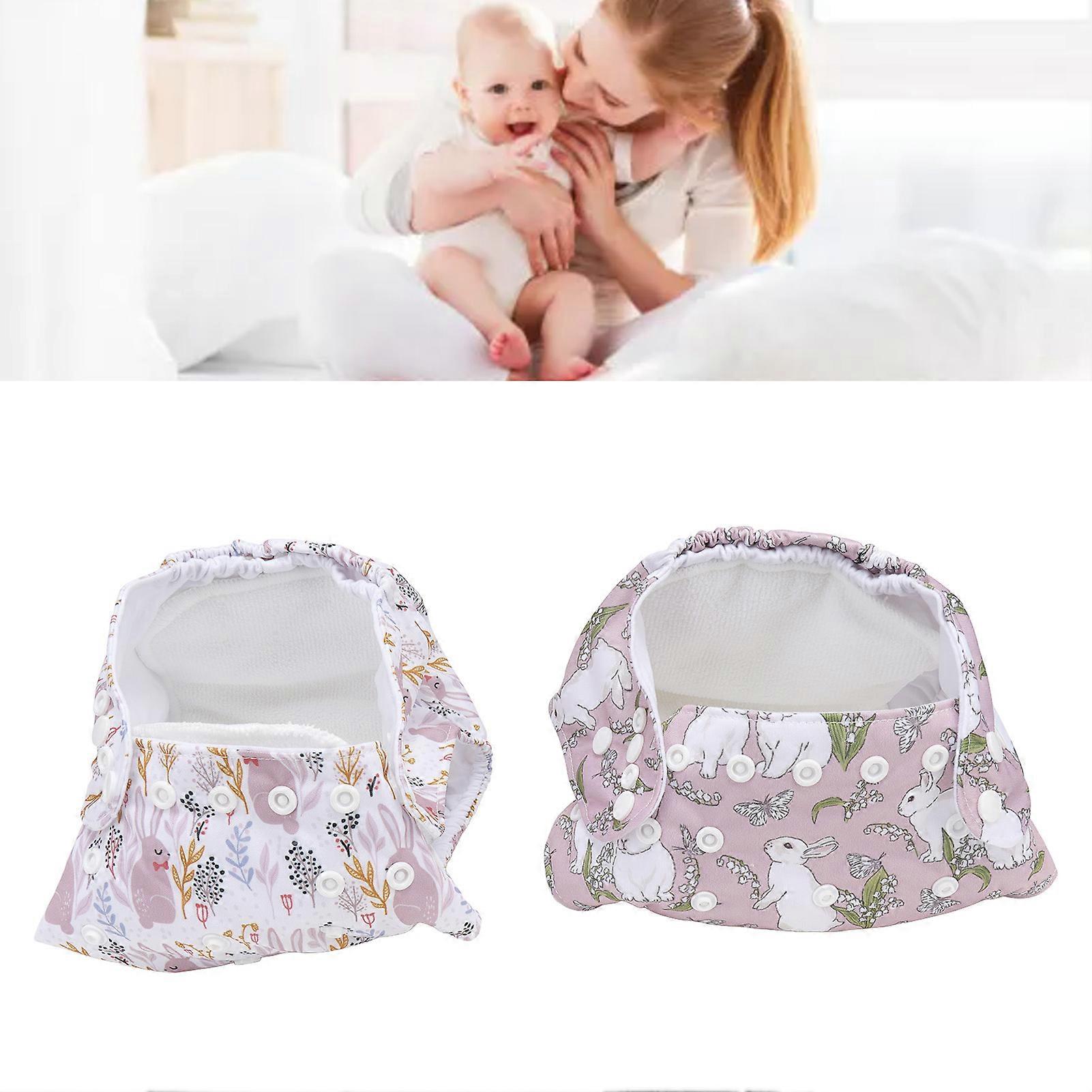 2pcs Reusable Adjustable Pocket Diapers Super Absorbent Polyester
