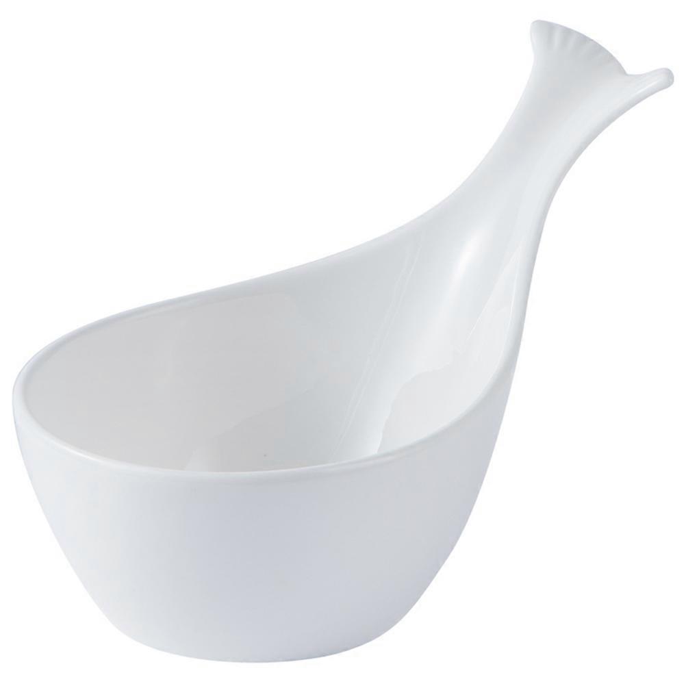 Ceramic Sauce Plate Whale Tail Design for Kitchen Use White