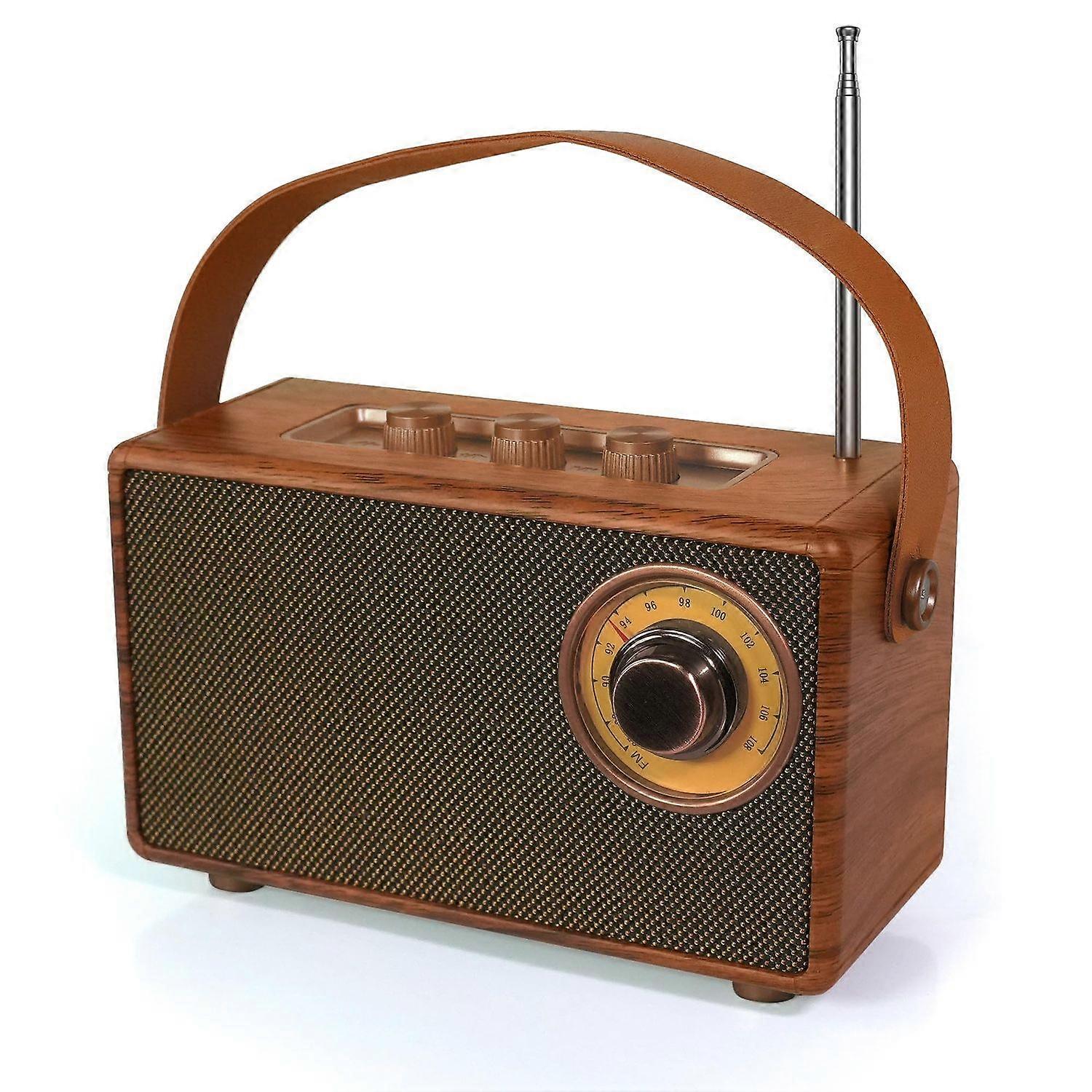 Retro Radio, Vintage Bluetooth Speaker with FM Radios, Small Portable Radios Mains and 1500mAh Battery, Support TF Card/AUX/USB, MP3 Player, 5W Speake