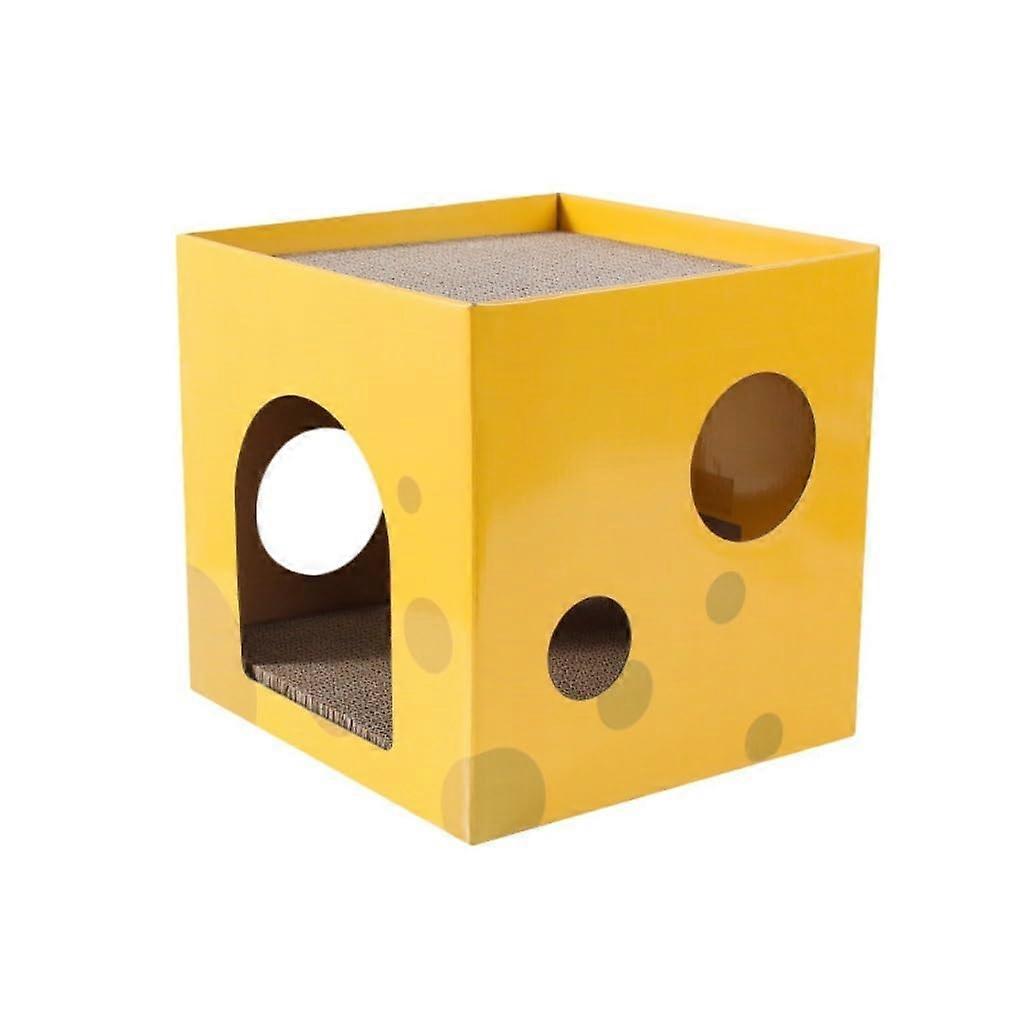 Cat Climbing Frame, MultiLevel Cat Tree With Scratching Post, Nest, Claw Grinder, Square Shape, Yellow