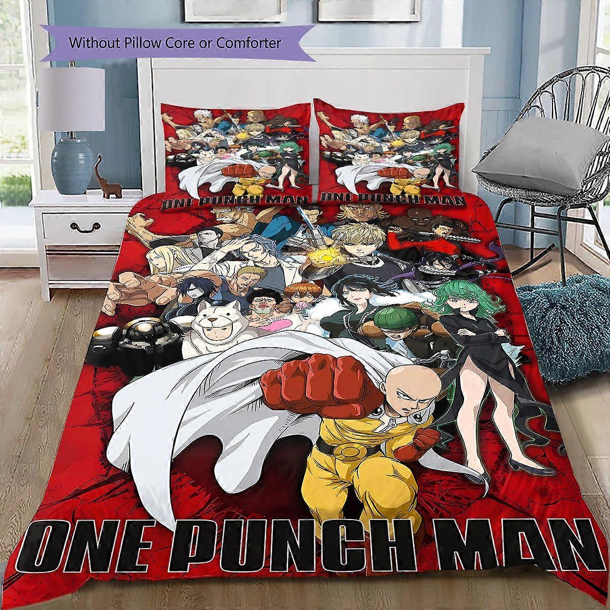 TE419 One-Punch för man Mönster Sängkläder Täcke Överdrag Set Örngott Mjukt Hem Sovrum Dekoration Sängkläder Jul Halloween Gåvor Född