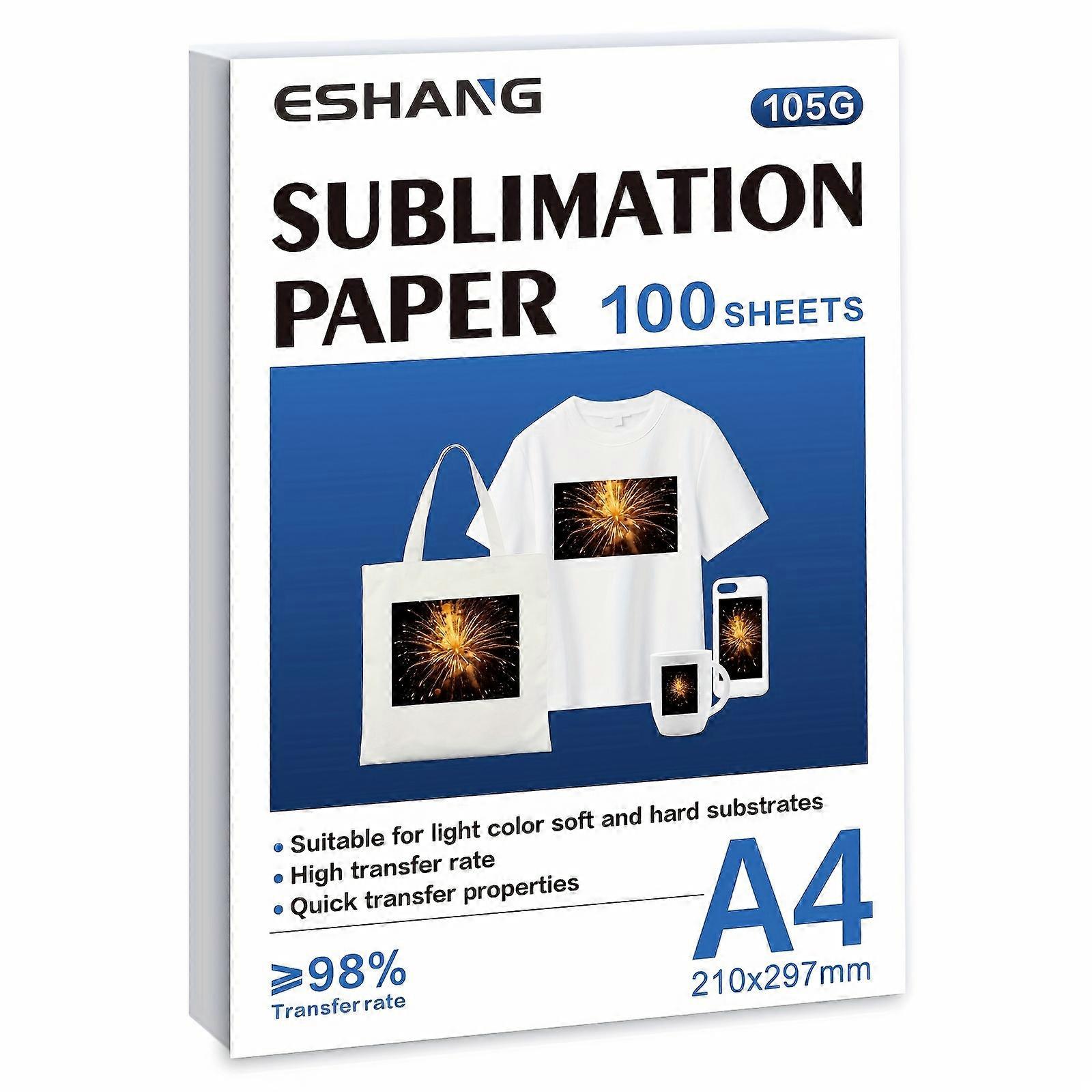 ESHANG Sublimation Paper Heat Transfer Paper A4 105G 100 Sheets Inkjet Printer With Sublimation Ink For Mug T-Shirt Light Fabric DIY