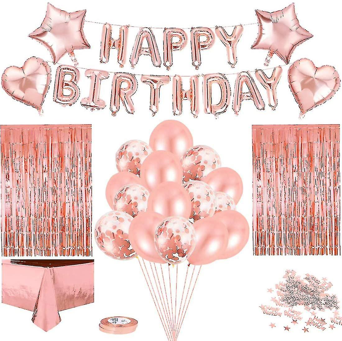 Birthday Decoration Gold Set, Garland Confetti Balloons Tablecloth