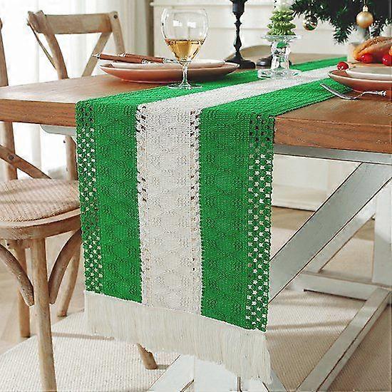 30x140cm Natural Farmhouse Table Runner - Kitchen Table Runner with Tassels -