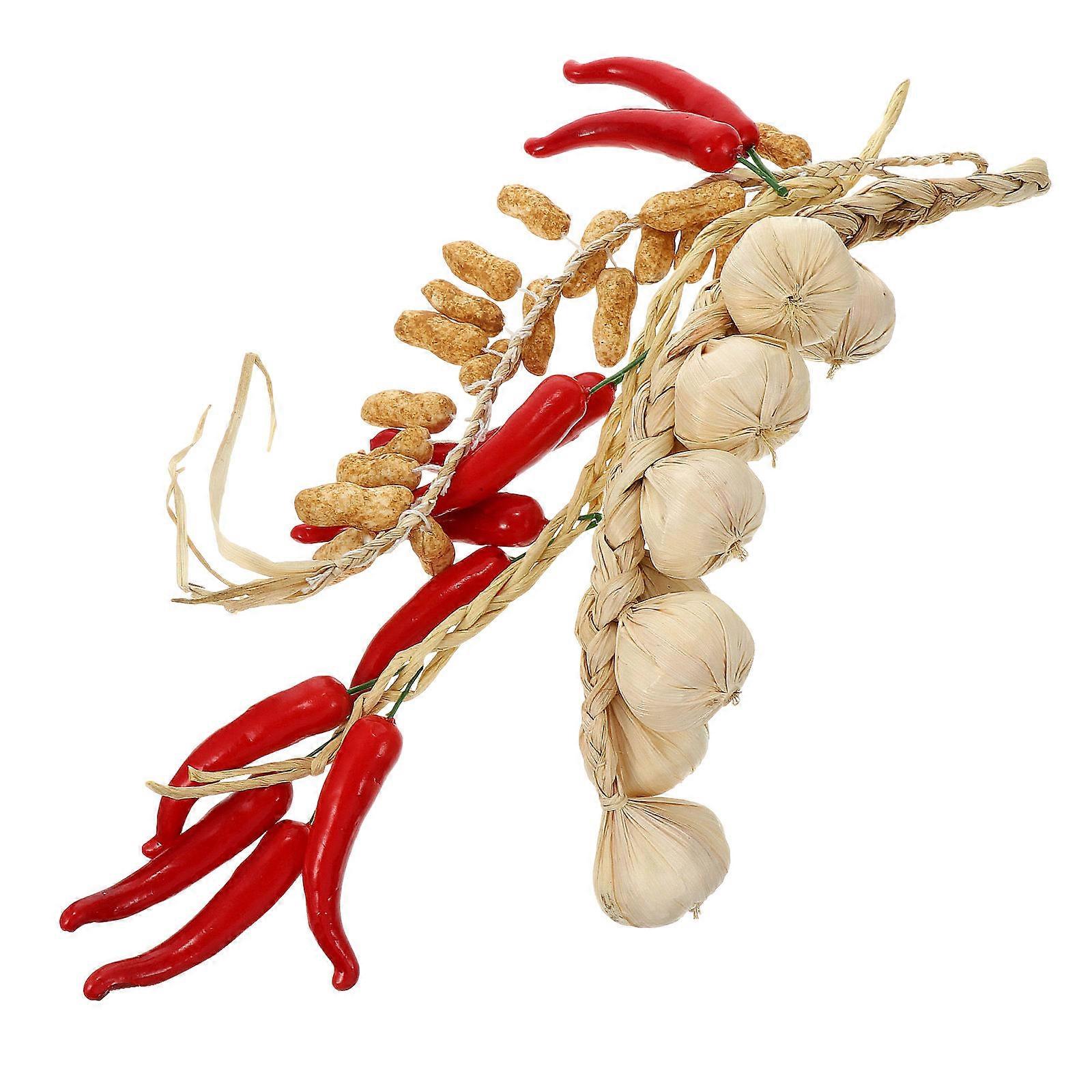 Simulation Vegetable Decor Fake Garlic Hanging Ornaments 3Pcs Set