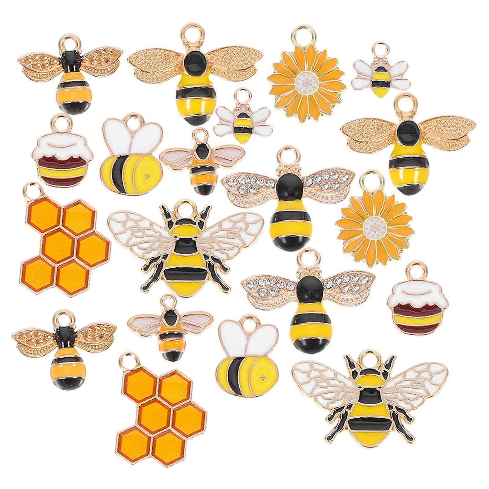 Bee Charms Bulk Alloy Bee Charms for Jewelry Making 20Pcs Assorted Color