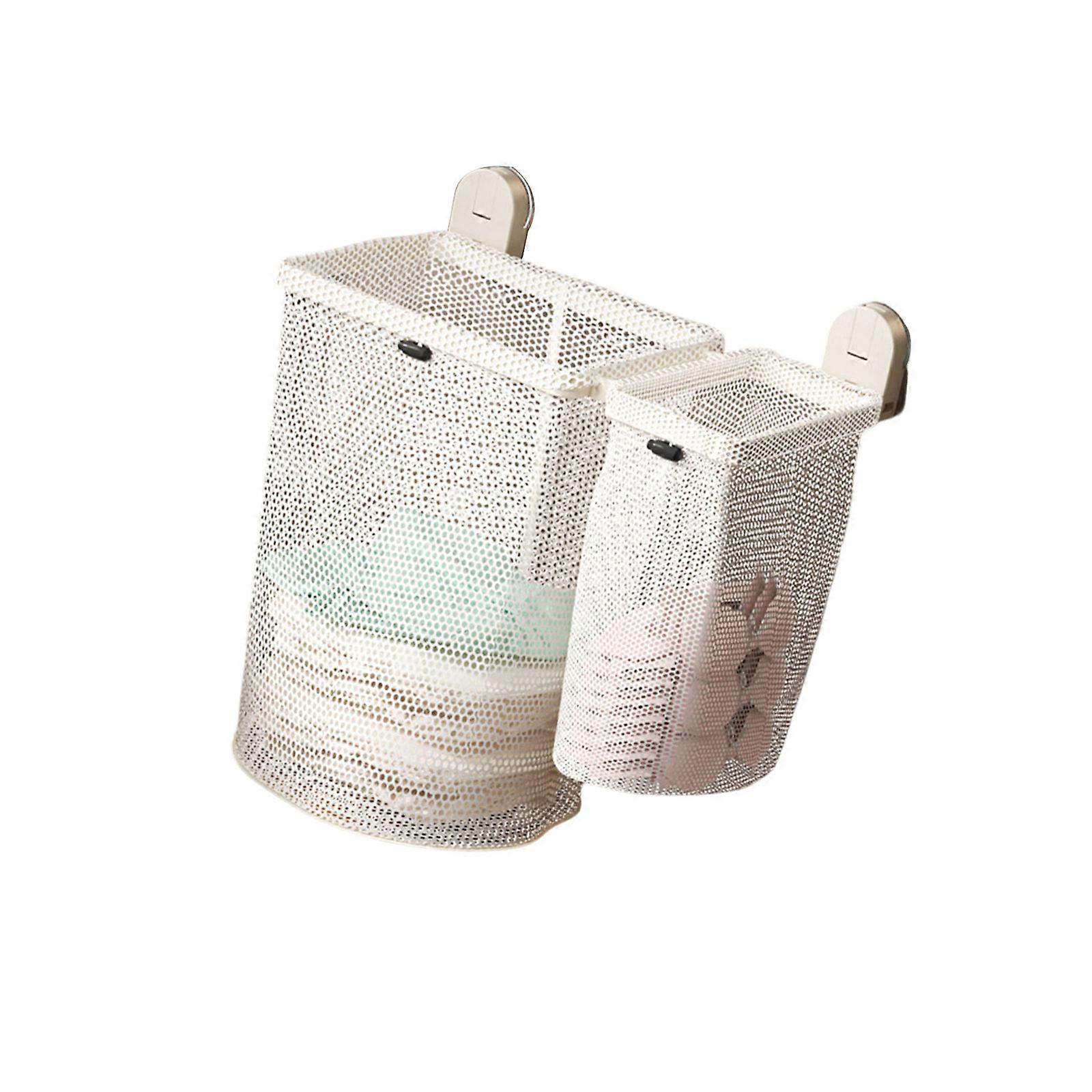 Easy Install Suction Cup Laundry Basket Foldable Mesh Storage Modern Styles Bathroom Organizer Holds Bulk Clothes Multicolor