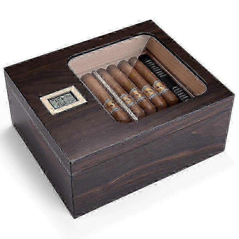 Cedar wood sealed large capacity cigar box with high perspective window