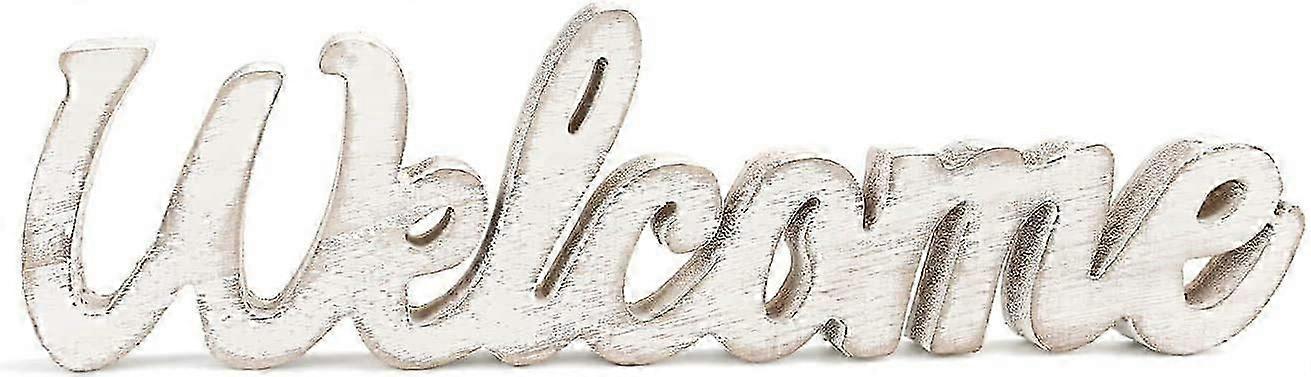 Welcome Sign Wooden Letters Farmhouse White Wall Decor Centerpiece Table Decorations Wood Signs Home Decor for Entryway Front Porch