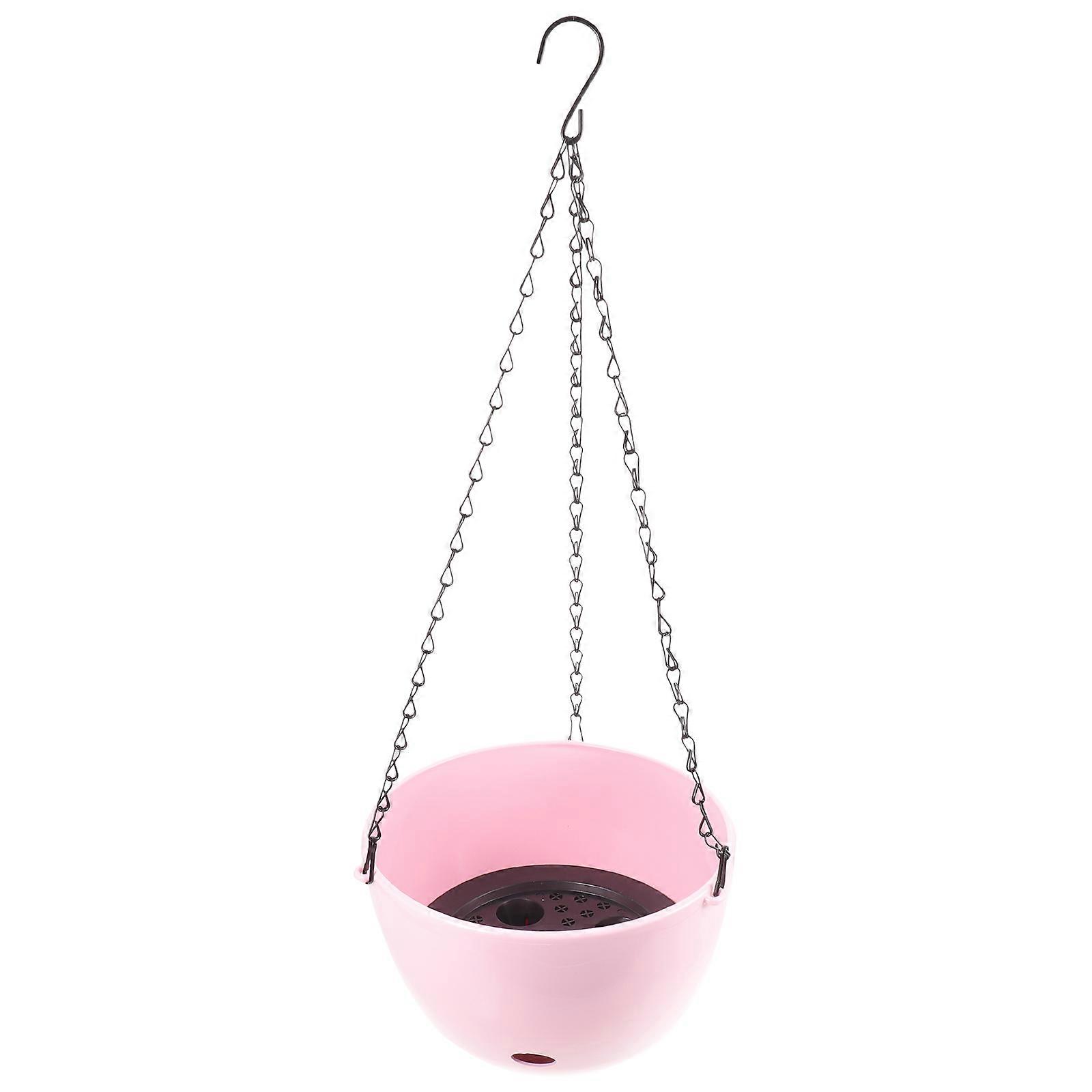 Suspended Hanging Planter Balcony Flower Pot for Storing Pink Hydroponic