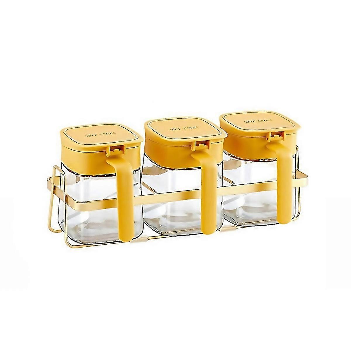 For Condiment Jar Spice Containerlids Spoons Yellow