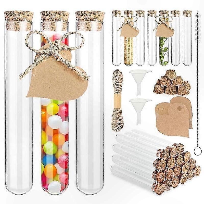 Lab Glass Tubes with Corks, 30-Pack, 20x150mm Size for Scientific Experiments