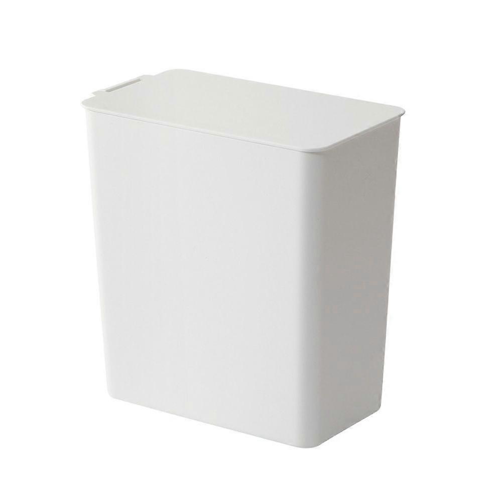 Desktop Plastic Trash Can Table Plastic Garbage Can Mini Storage Bucket with Lid (White)
