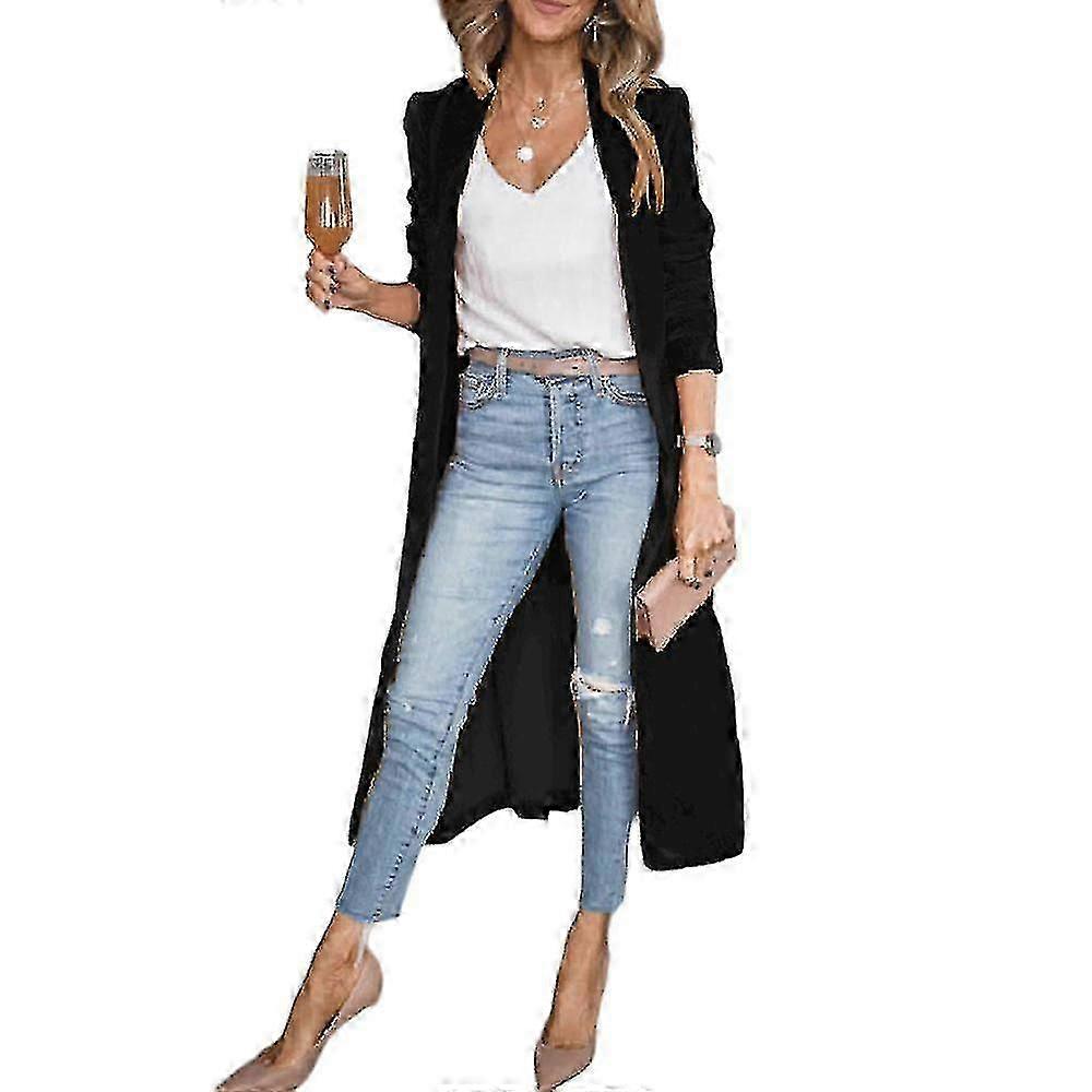 Dame varm fløjl lang cardigan Trenchcoat dameovertræk Tynde outwear toppe