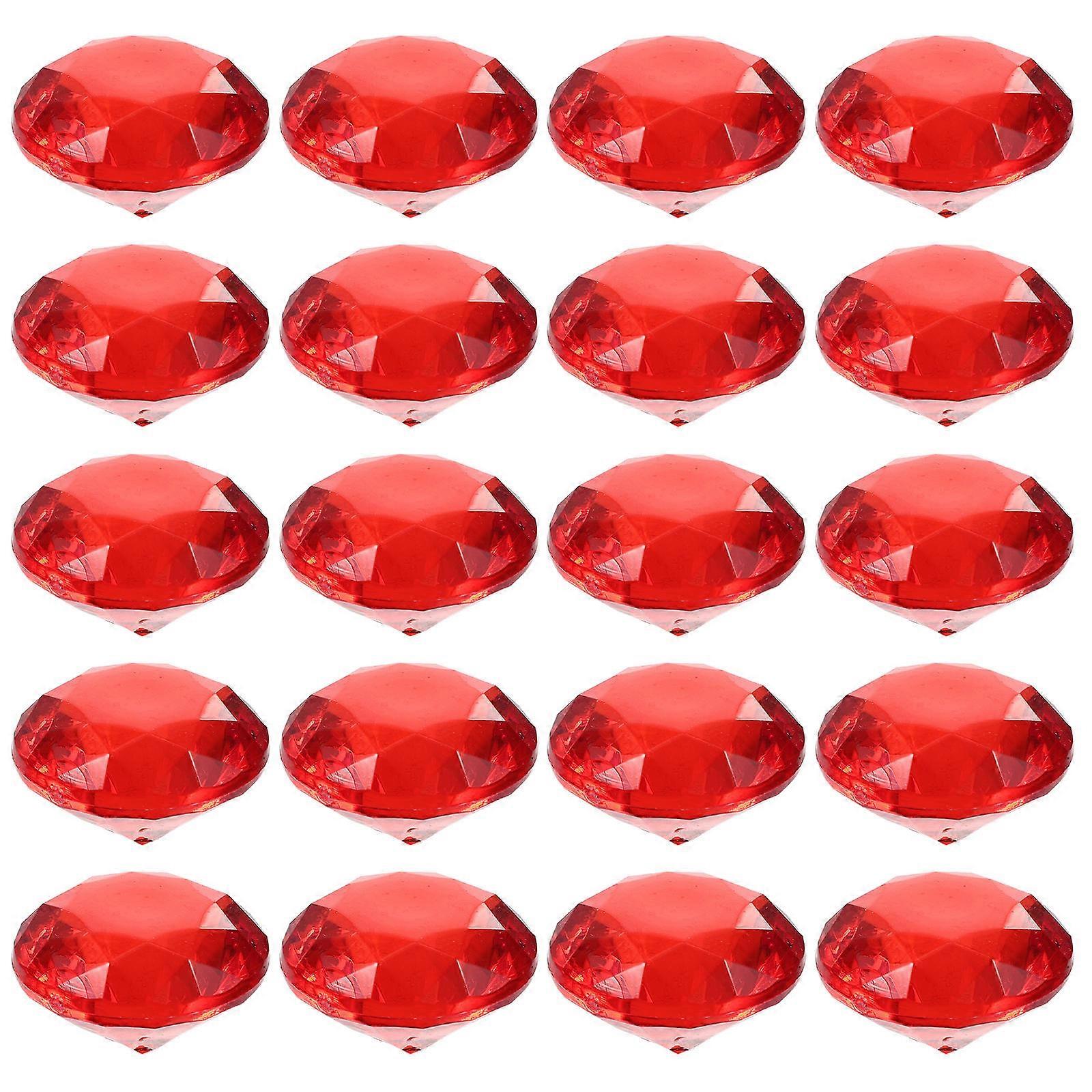 Red Simulated Gems Vase Filler for Decor 3Pcs 1 Bag Plastic Vase Decoration