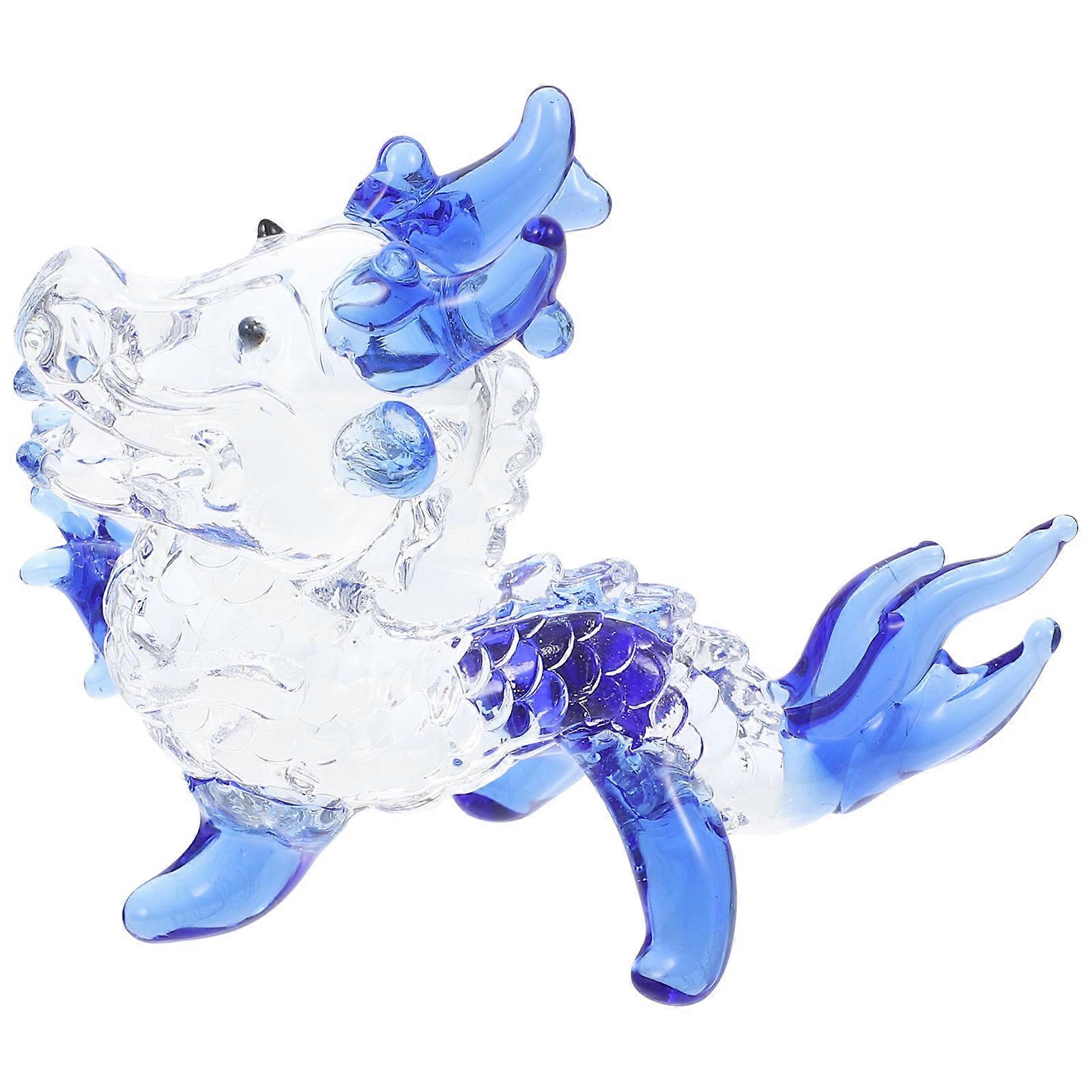 Crystal Dragon Figurine Dragon Statue for Decor 4Pcs Blue Set
